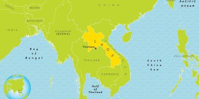Laos Position auf der Weltkarte anzeigen