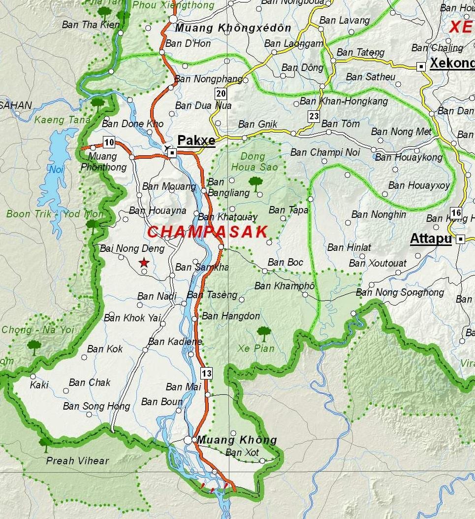 Karte von champasak laos
