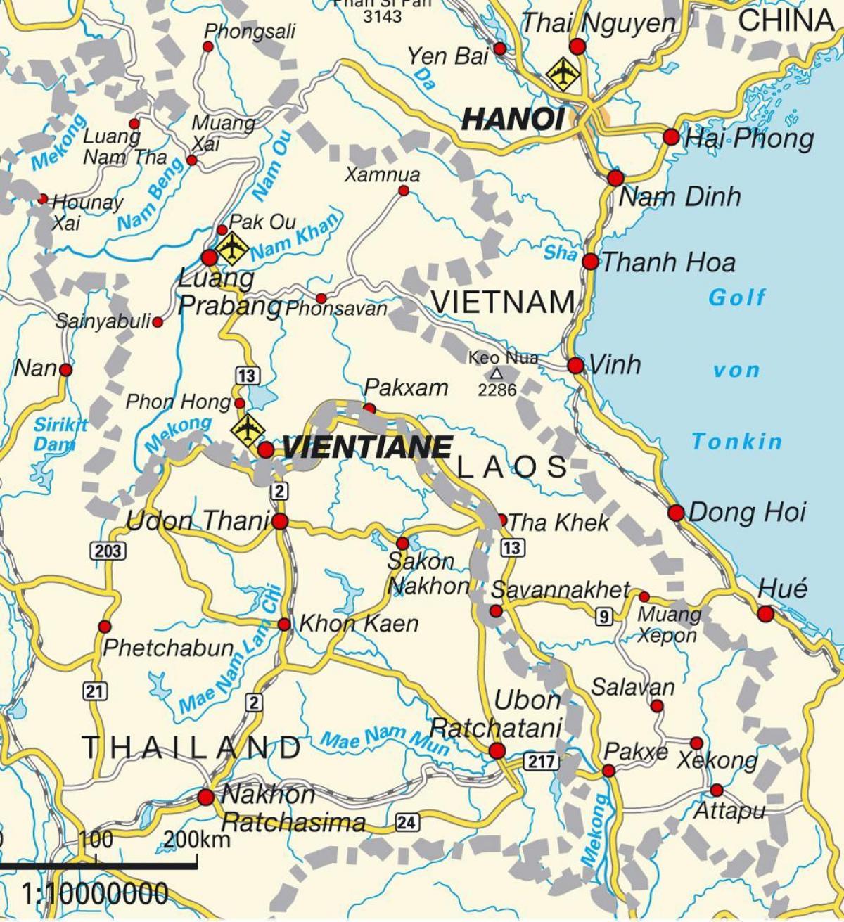 Flughäfen in laos Karte