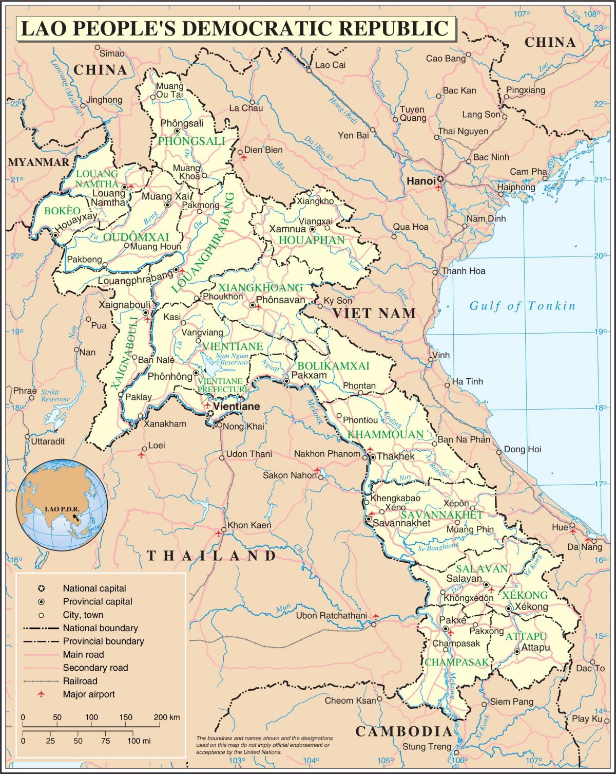 Karte von laos-Straße