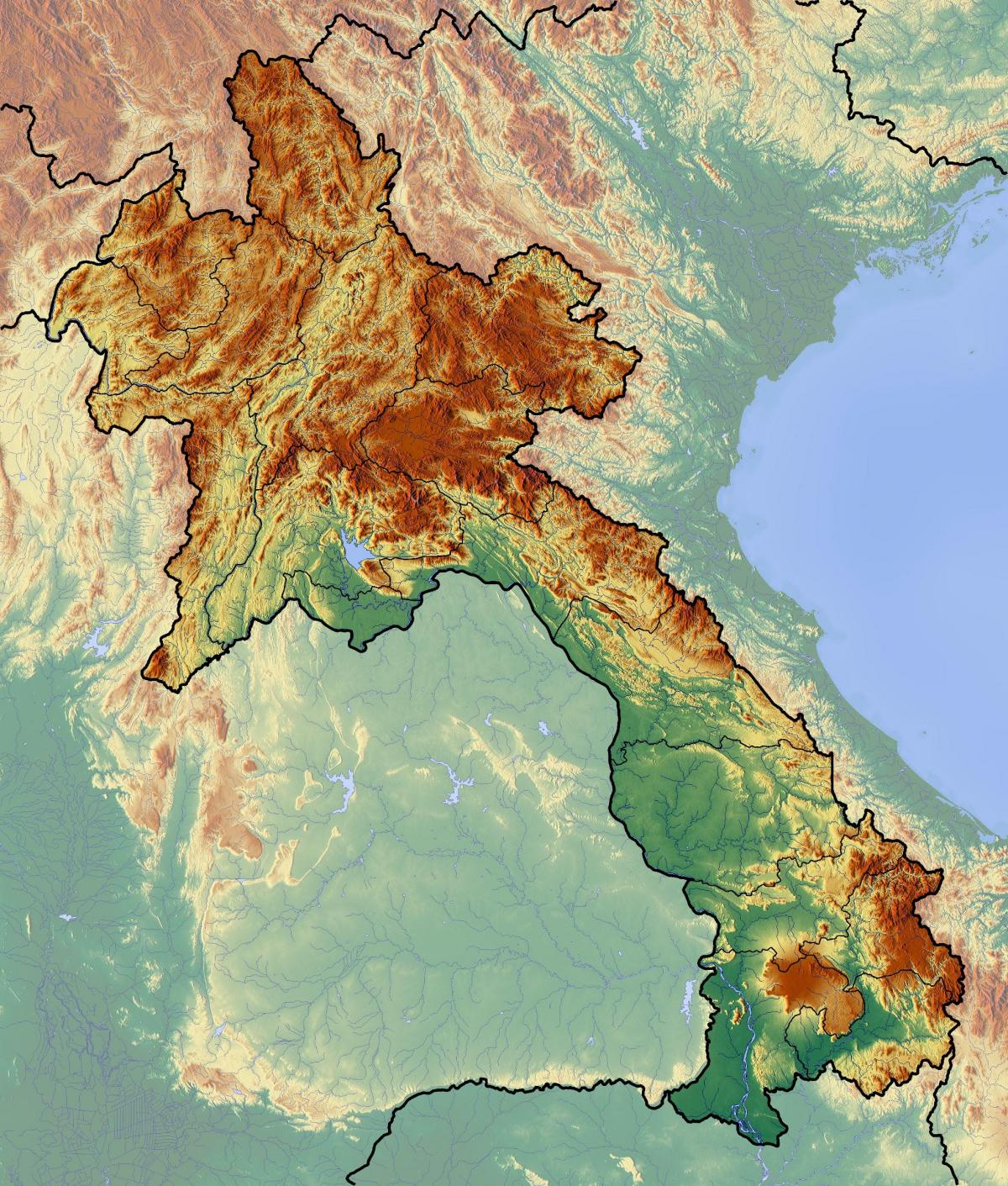 Karte von laos topographische