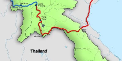 Mekong-Fluss in laos Karte